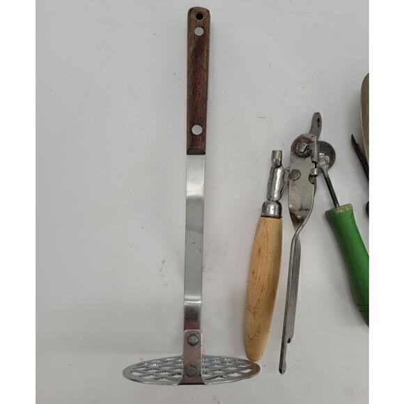 Vintage Mid Century Lot-Five Kitchen Tools masher scoop Melon Baller can opener - Picture 12 of 13